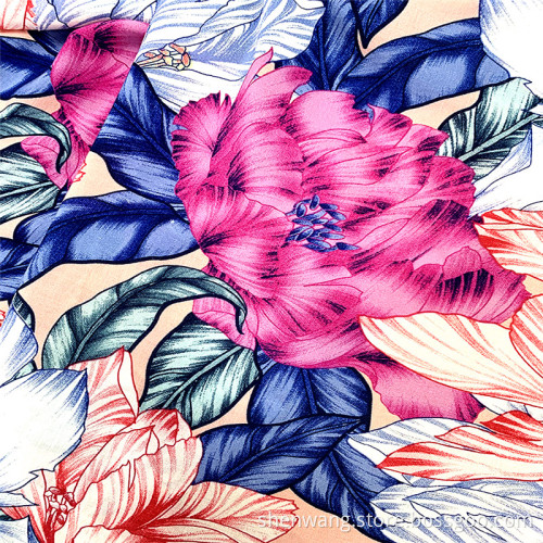 Low Price Floral Printed Rayon Viscose Women Fabric